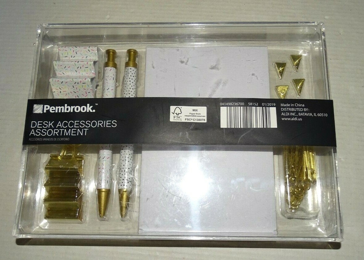 Pembrook Desk Accessory Kit Office Supplies Gold Sprinkles Dots 2019