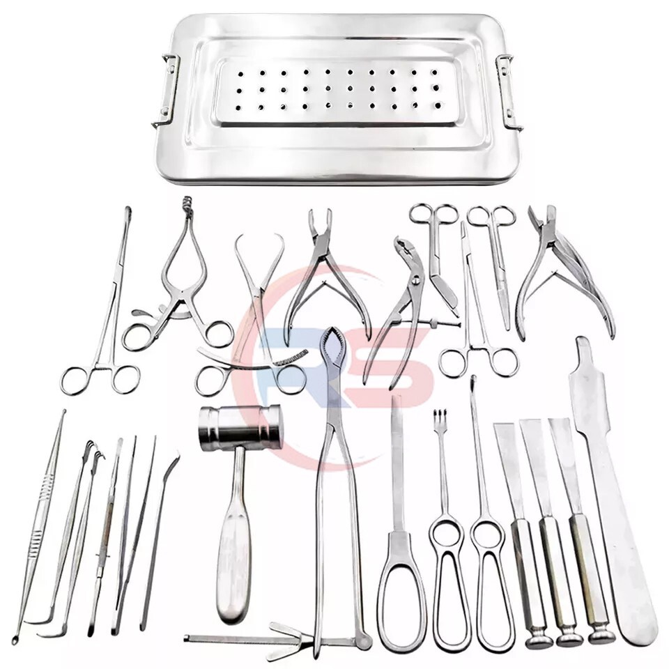 Basic Orthopedic Surgery Set of 25 PCS of Surgical Instruments With Box