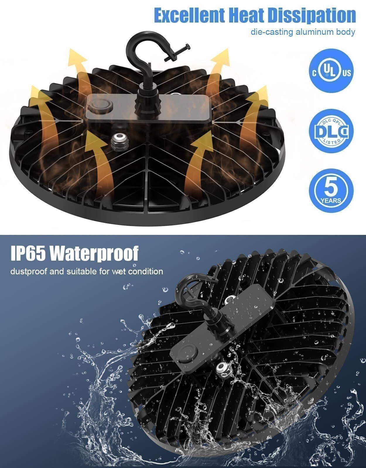 150W UFO Led High Bay Light Commercial Warehouse Factory Shop Lighting 22,500LM