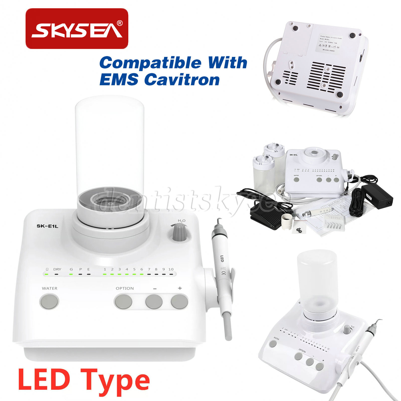 LED Dental Portable Ultrasonic Scaler 2*Bottles Fits EMS Woodpecker Handpiece US