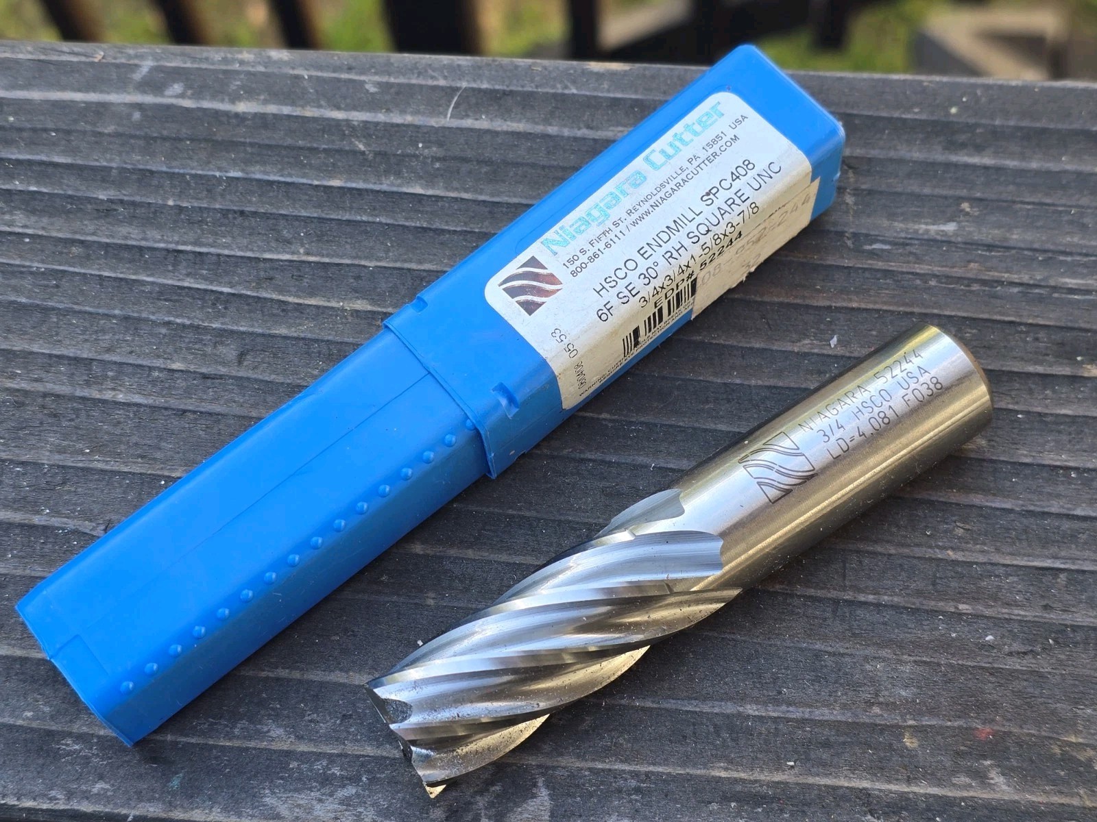 Niagara Cutter End Mill HSS SC408 6F SE 30° RH Square UNC 3/4×3/4×1-5/8×3-7/8