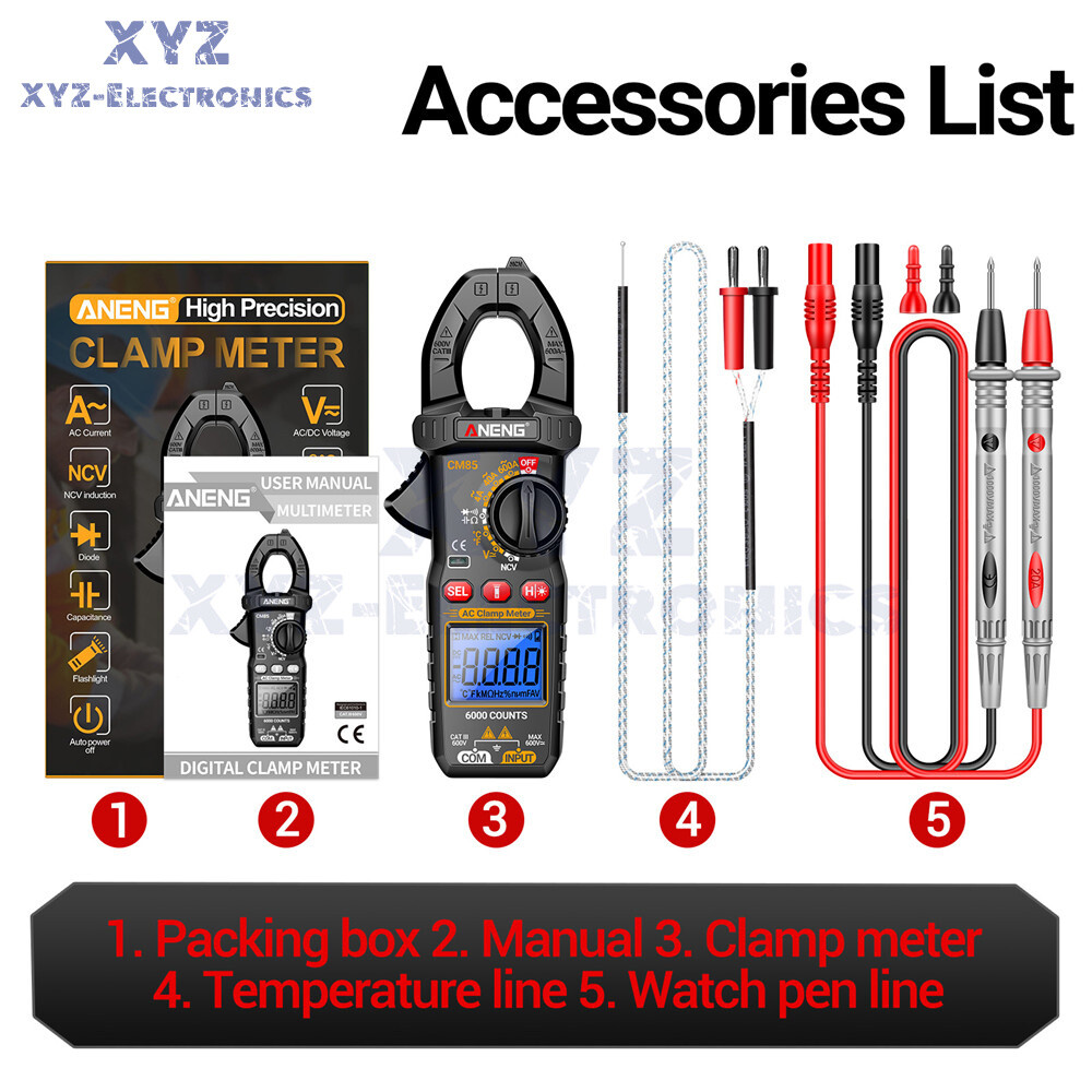 ANENG Digital Clamp Meter 6000 Count Multimeter NVC Amp AC DC Volt Current Test