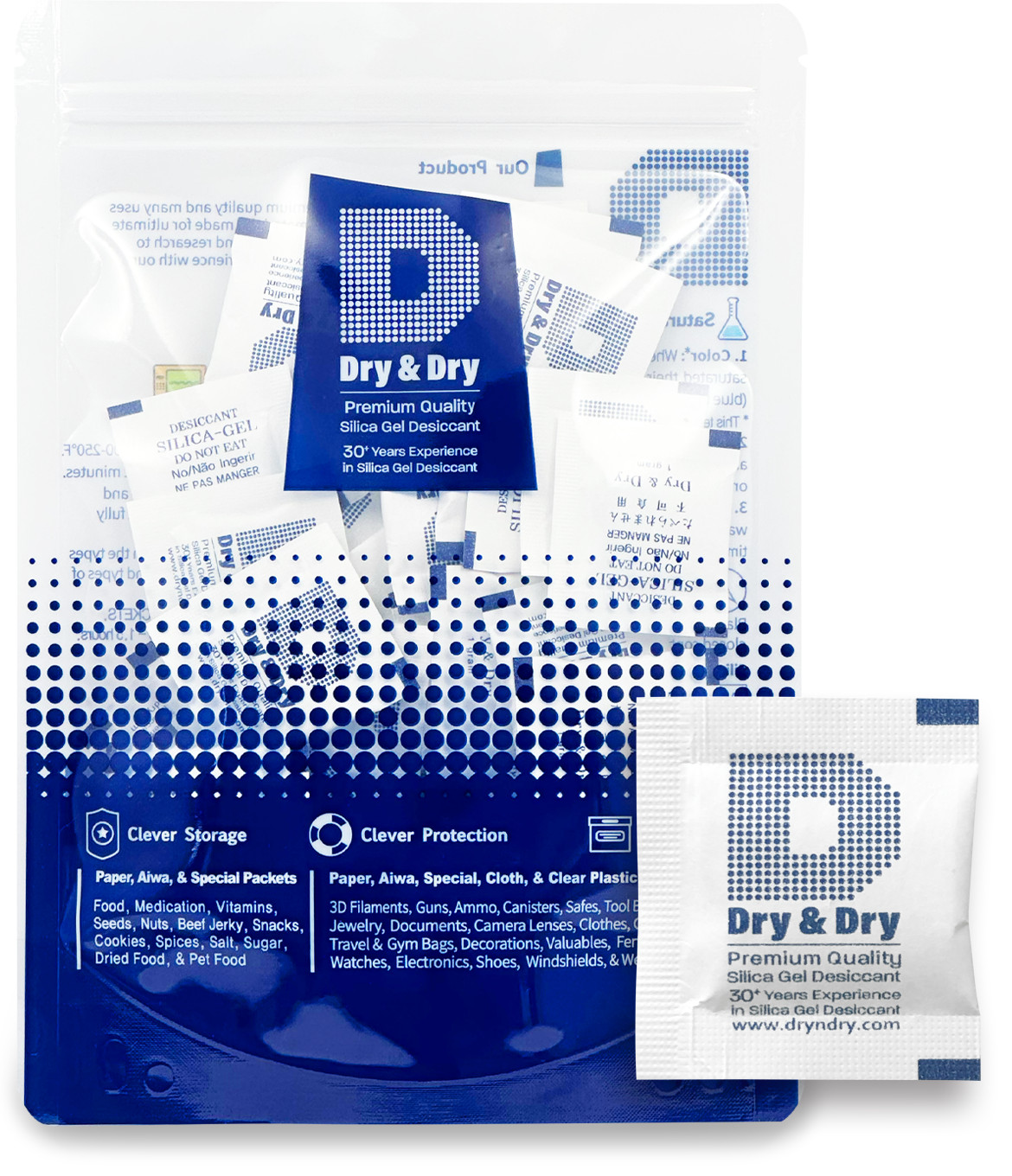 1 gram X 50 PK “Dry&Dry”Silica Gel Desiccant Packets – Reusable(FDA Compliant)