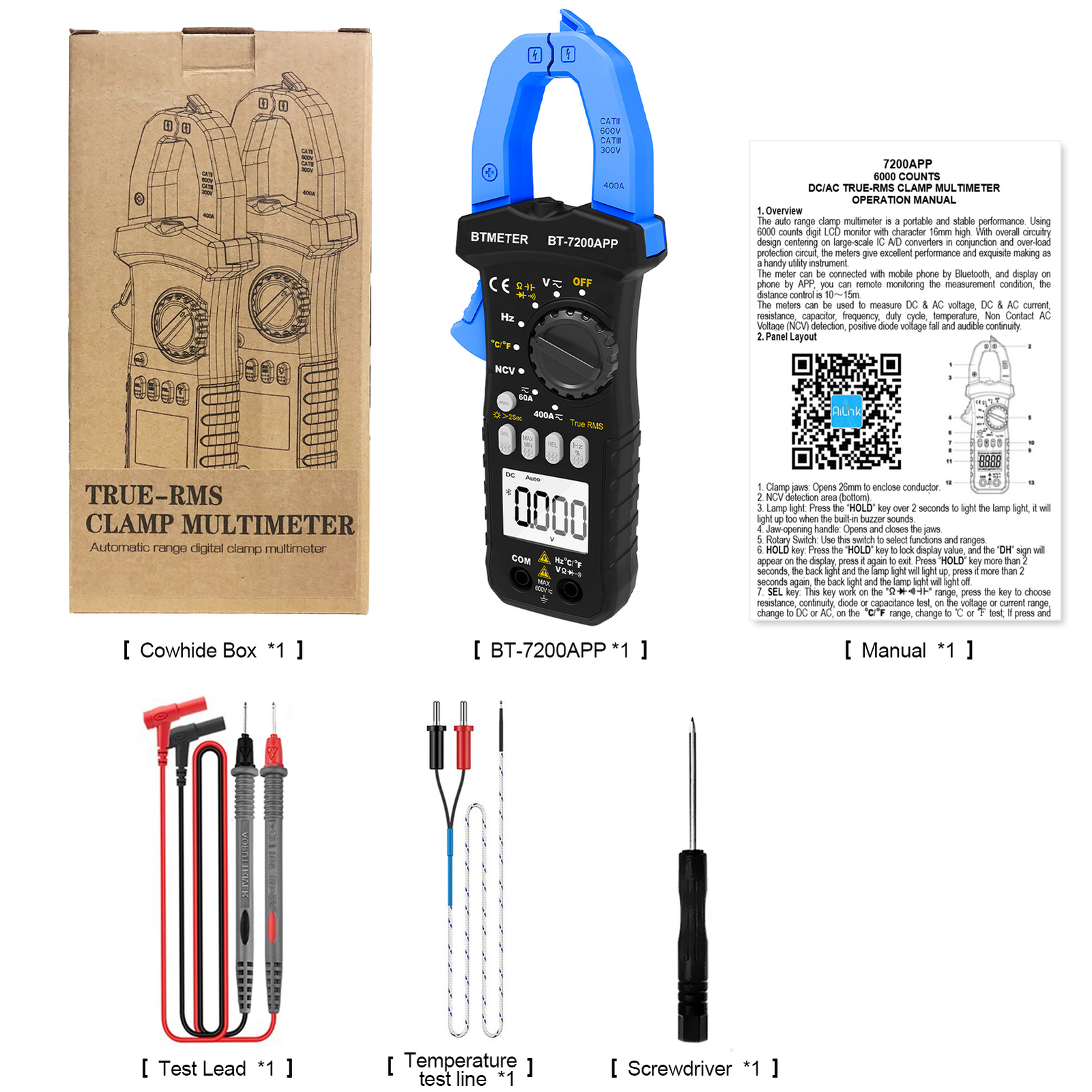 Digital Clamp Meter Bluetooth Clamp Multimeter Ac Dc Amp Meter Voltage Tester
