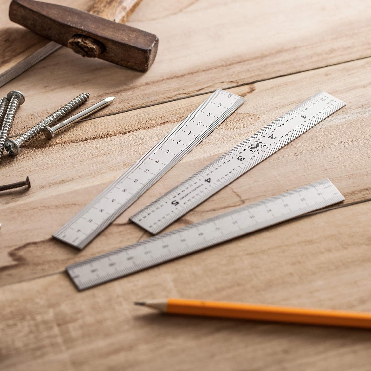 6 Inch Stainless Steel Machinist Ruler Set – Precision Measuring Tools (3 Pack)