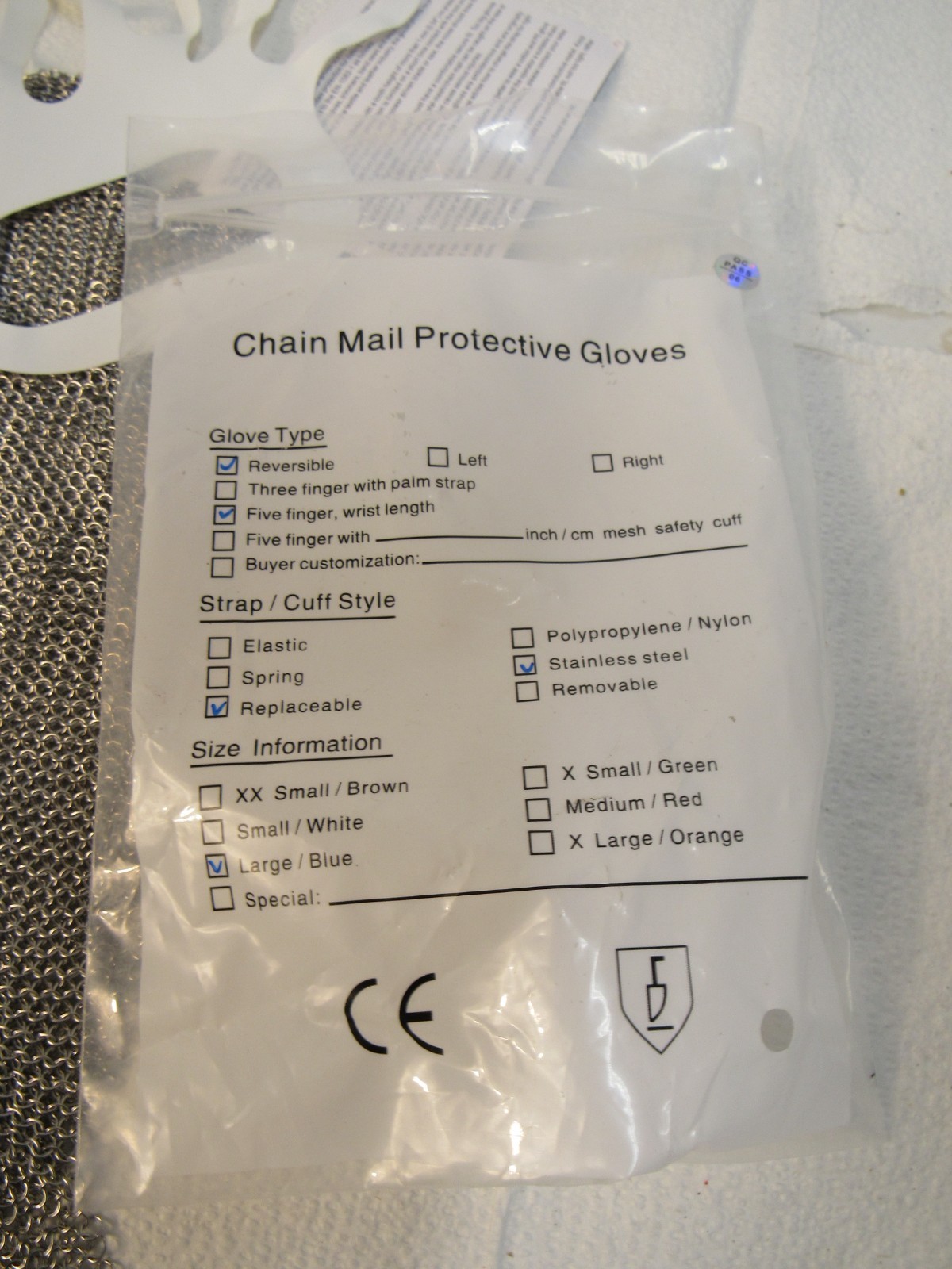 Franklin Stainless Steel Reversible Chain Mail Protective Glove Size Large