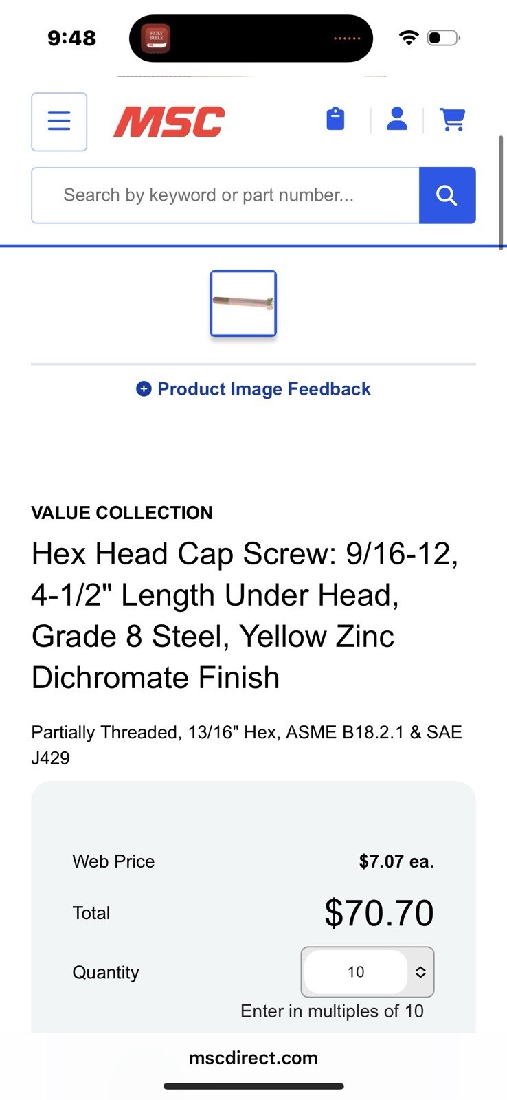(20) 9/16-12×4-1/2 Hex Head Cap Screws Grade 8 Steel ZincYellow Plate Dichromate