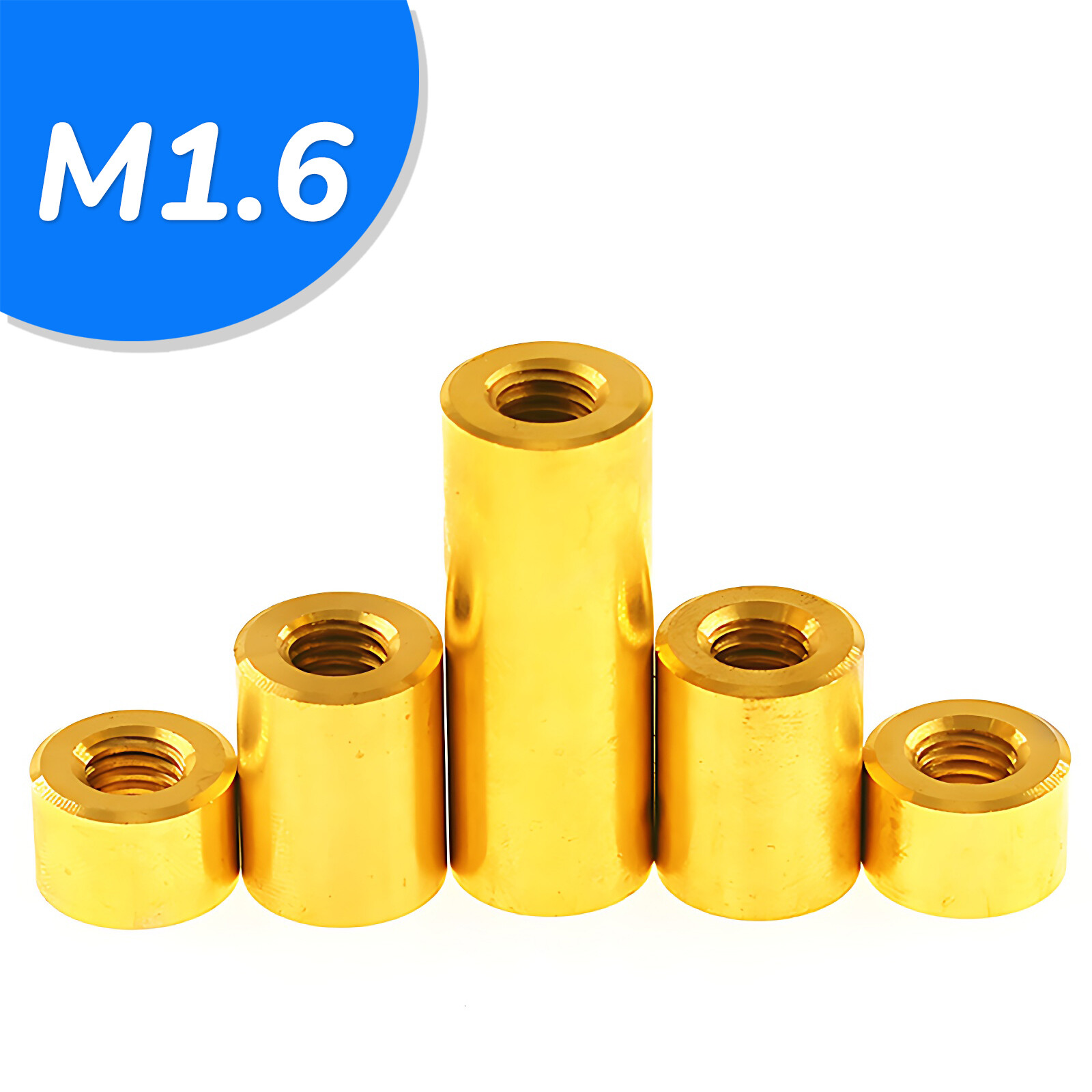 M1.6 – 1.6mm Brass Round Rod Coupler Nut Metric Coupling Nuts Connector