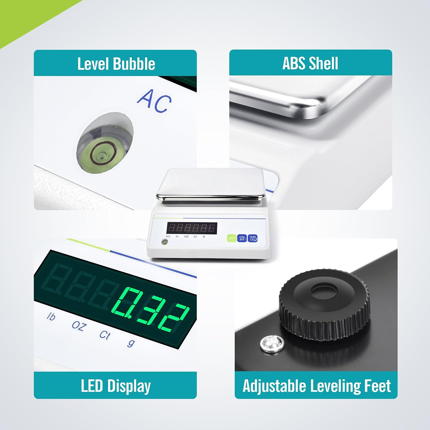 Lab Analytical Balance 1000G X 0.01G with LED Display, High Precision Lab Scale