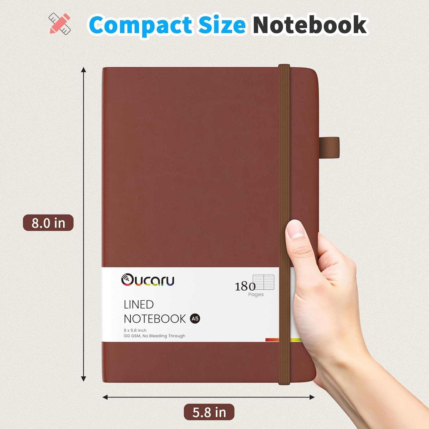 Lined Journal Notebook, 2 Pack, 180 Pages, A5 Journals for Writing, 100 GSM Thic