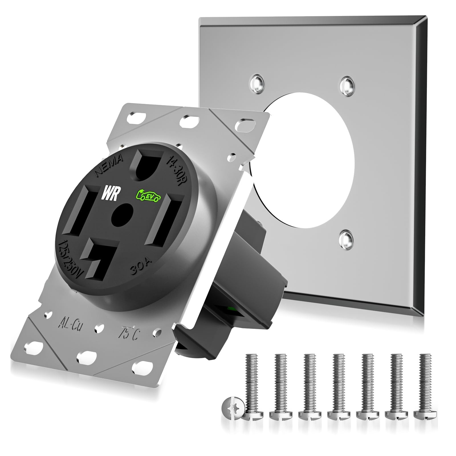 30 Amp EV Charging Straight Blade Device Receptacle/Outlet, Weather-Resistant…