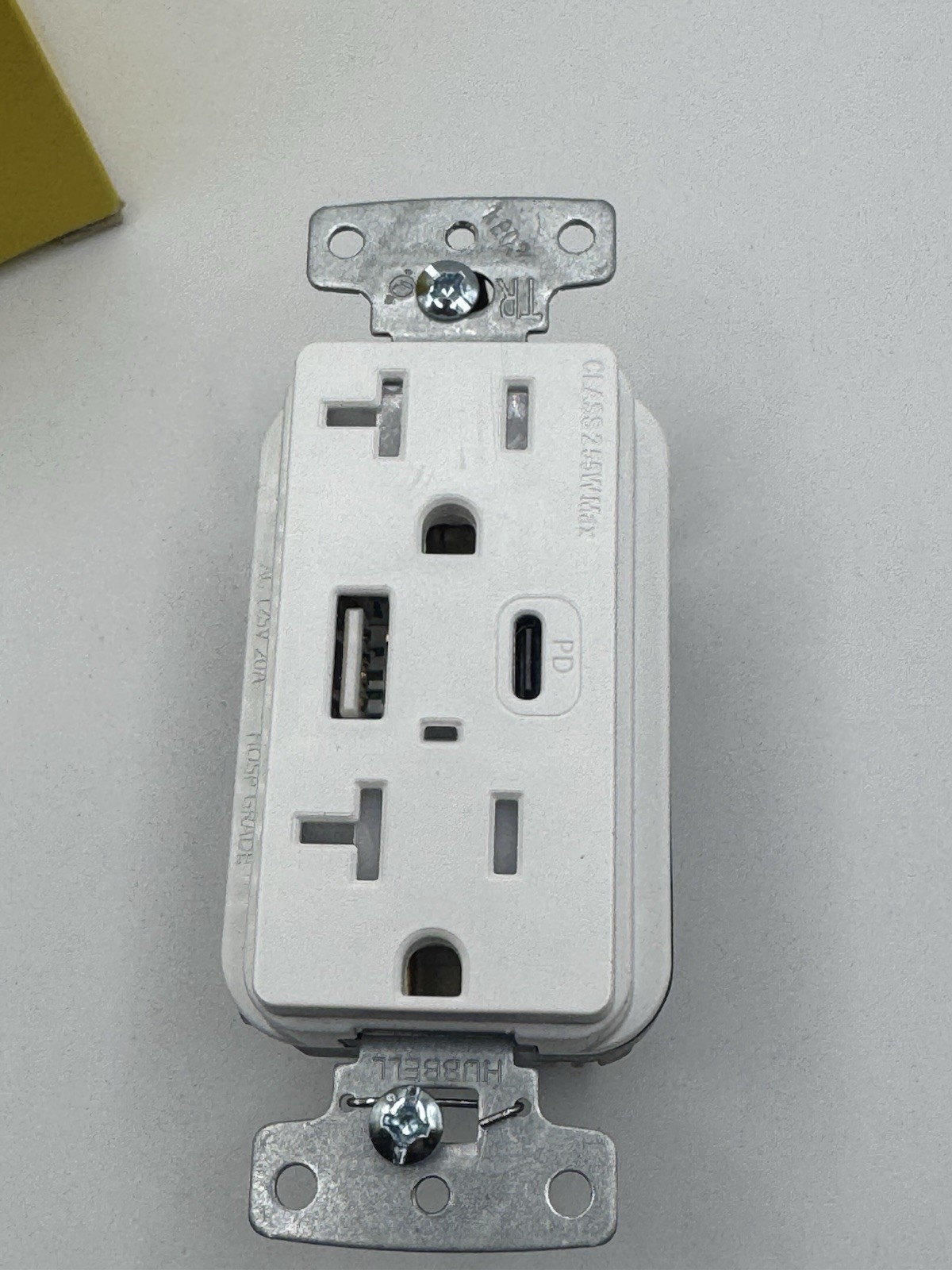 Hubbell USB20ACPDW 55W USB-A USB-C PD Charging, 20A Outlet 125V , White
