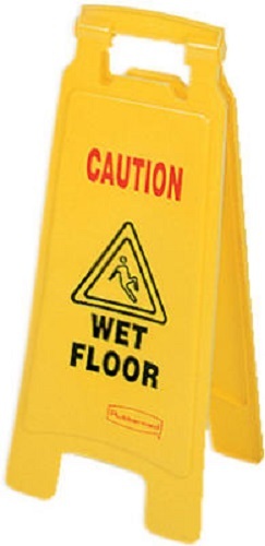Rubbermaid FG611277YEL 25″ Yellow «Caution Wet Floor» 2-Sided Floor Sign – 6 Pk