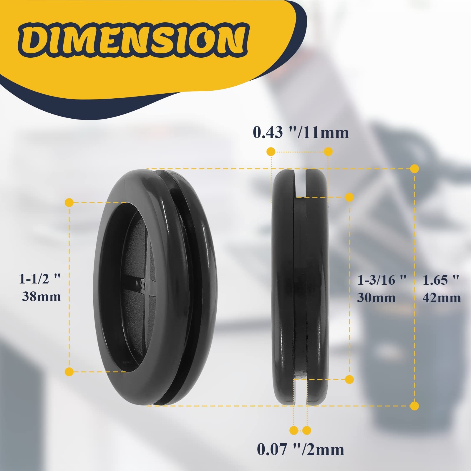 Rubber Grommets Firewall Hole Plug Wire Protection 1-1/2 in Hole 6 Pcs