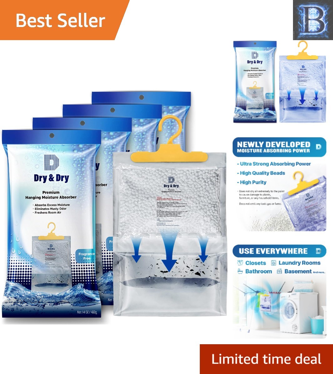 Essential 4 Pack Small Dehumidifiers – Moisture Absorbers for Any Room