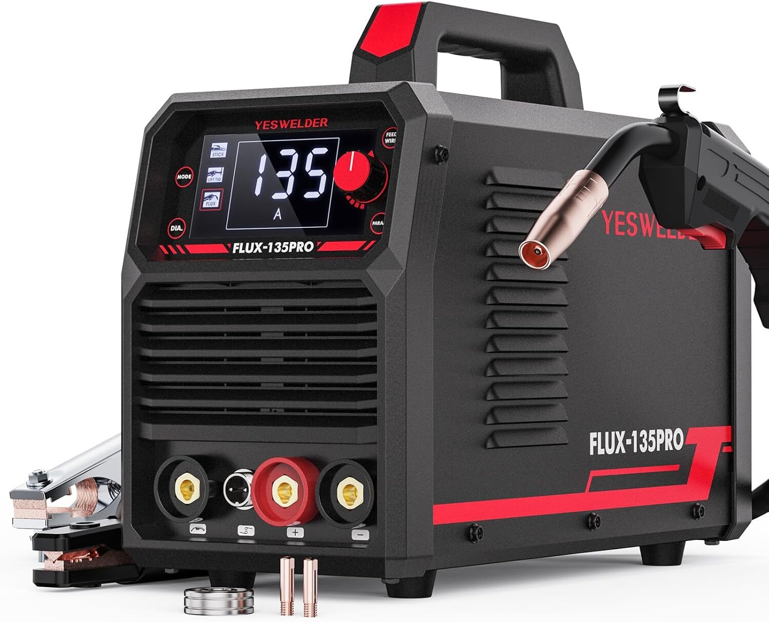 135Amp MIG Welder,110V Flux Core Welder Flux MIG/Lift TIG/Stick 3-in-1