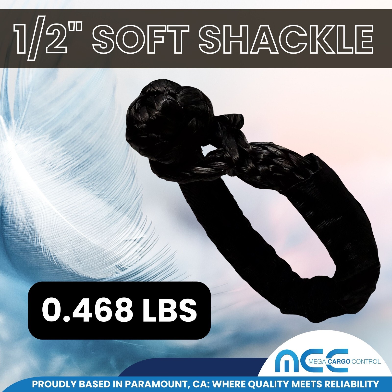 2 PC 1/2» x 22» Synthetic Soft Shackle Tow Rope Recovery Strap 37,400LBS