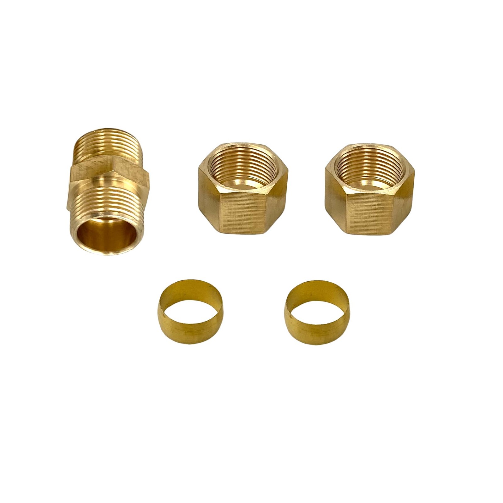 2 Pcs 5/8″ Brass Compression Pipe Tube OD x OD,