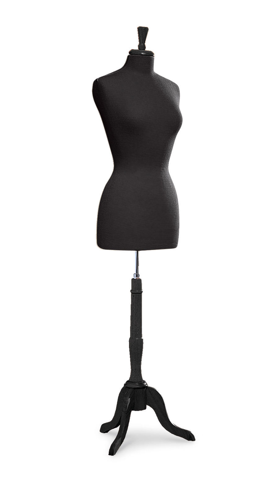 Women’s Dressmaker Form Seamstress Black Jersey Mannequin Size 8 Wood Base