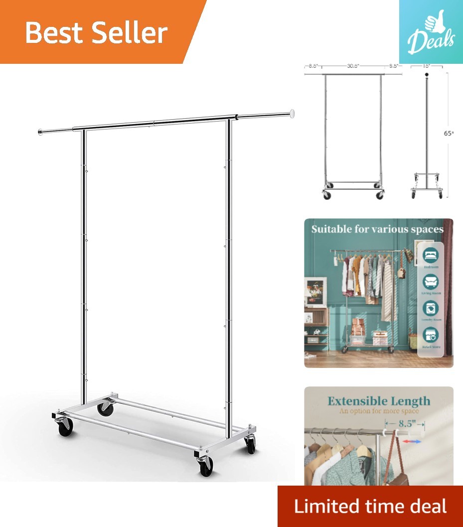 Lightweight Rolling Garment Organizer with Adjustable Rod – Ideal for Any Room