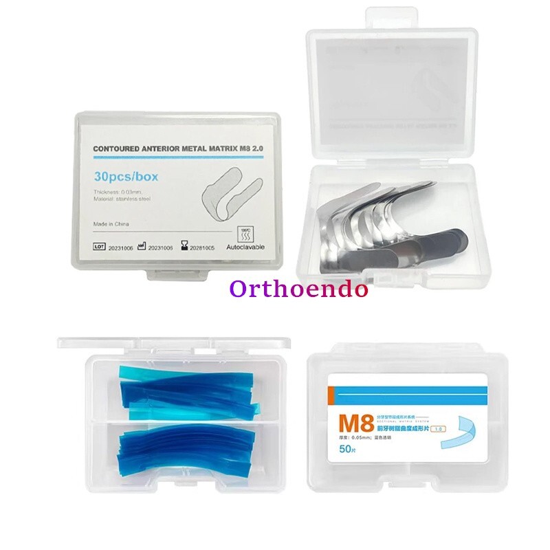 Dental Contoured Anterior Matrix Bands Resin Restoration Blue Strip Twin Matrice