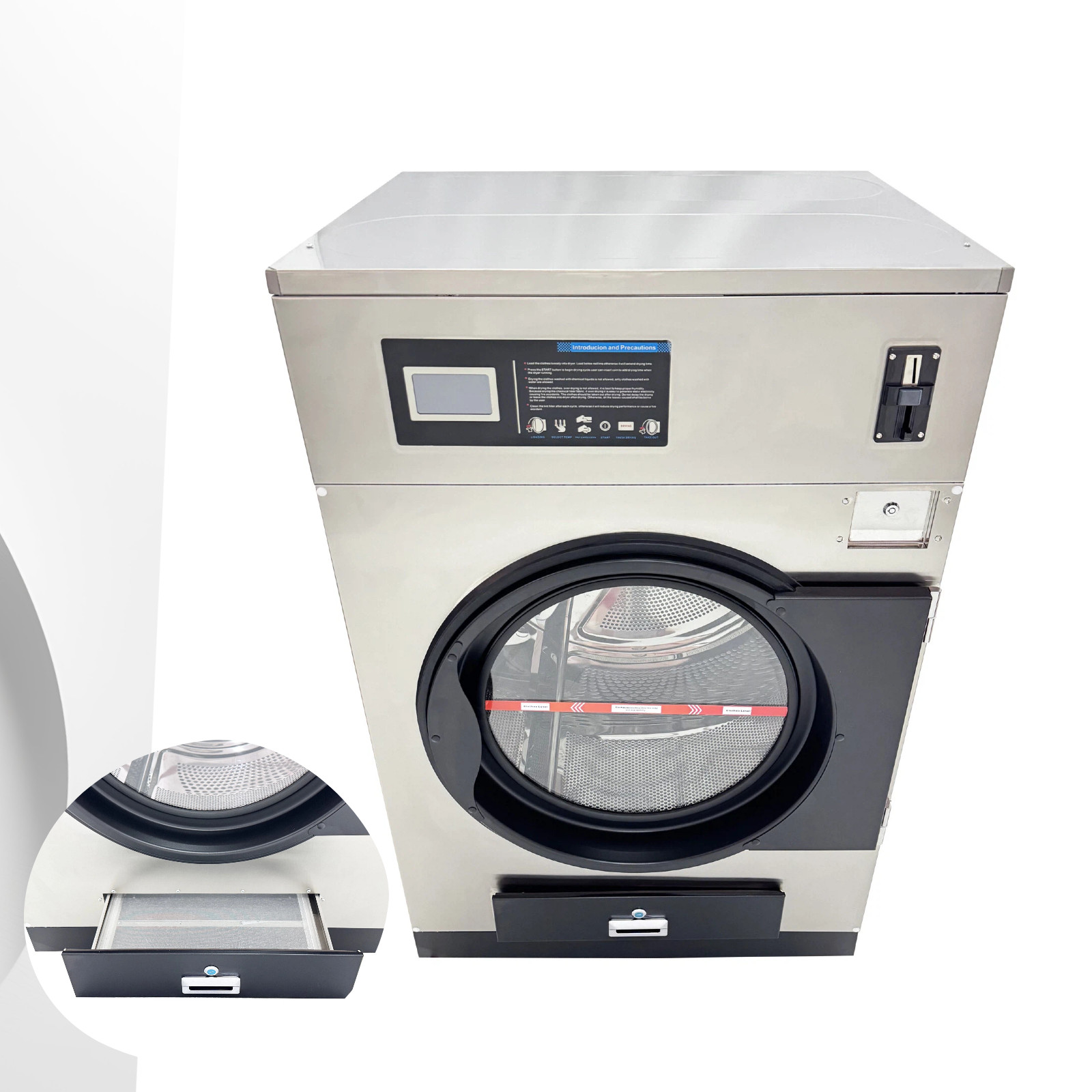 Commercial Gas Dryer 16kg Coin-Operated Laundromat & Industrial Use 110V 1-PH