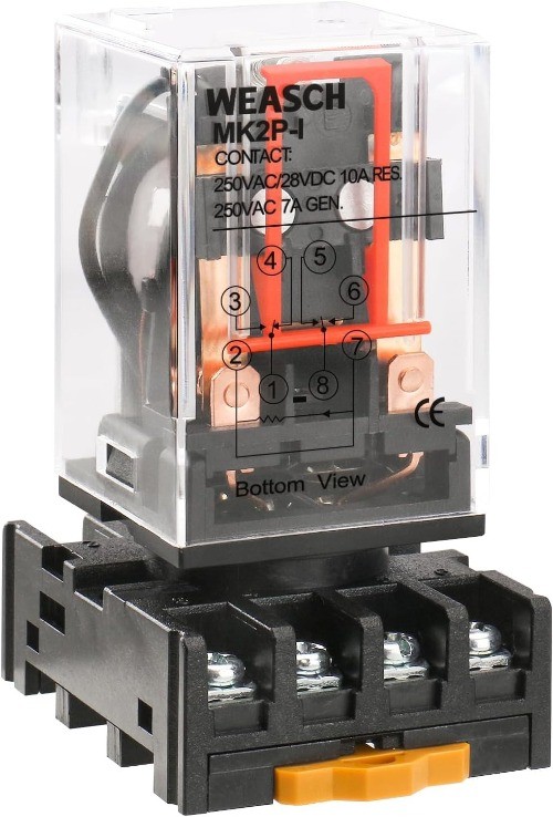 MK2P I General Purpose Electromagnetic Power Relay DC 12V Coil 8 Pin DPDT Base