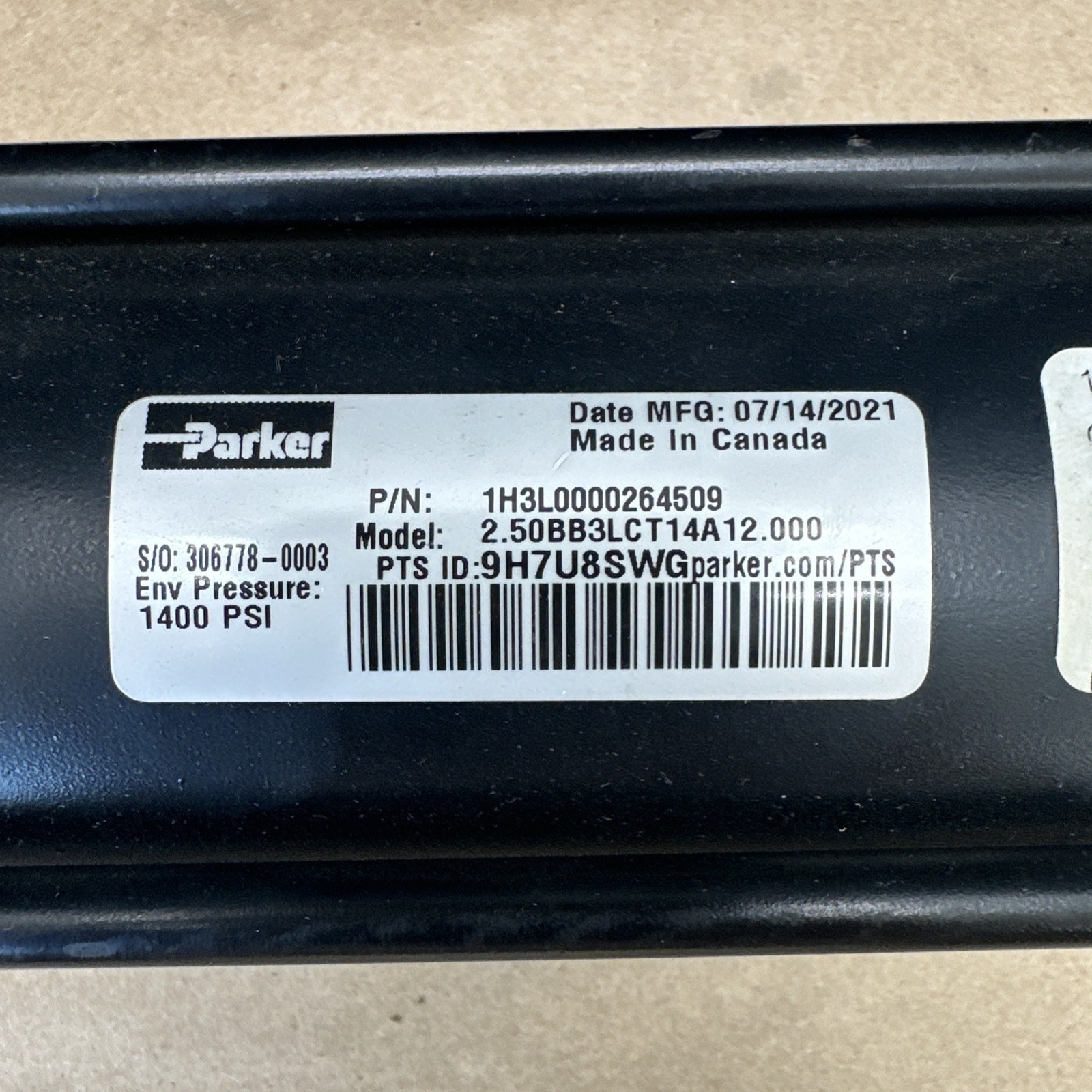 PARKER 1H3L0000264509 / 2.50BB3LCT14A12.000 1400PSI Hydraulic Cylinder 2.5”x12”