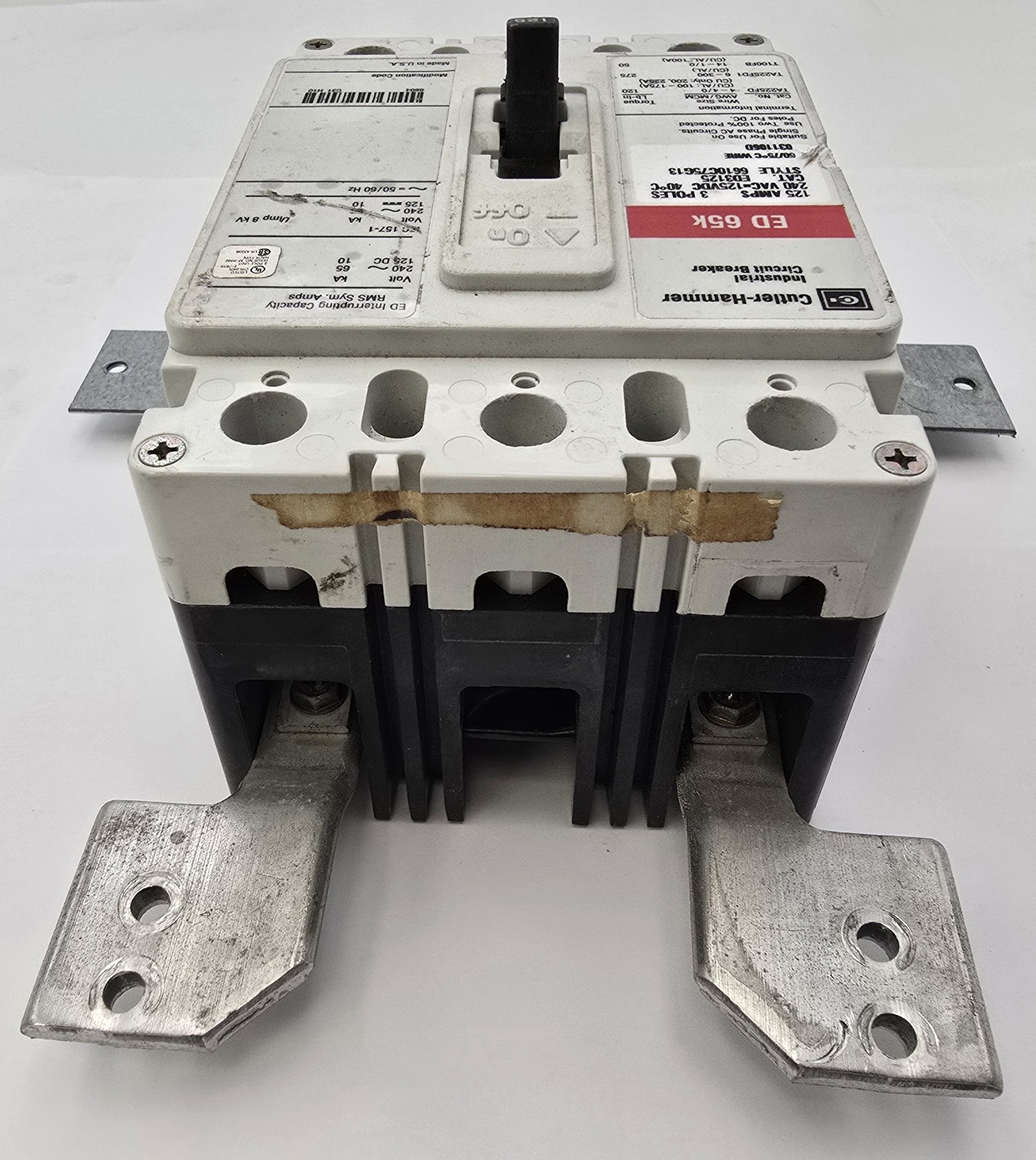 Cutler Hammer ED3125 Circuit Breaker 125A 240V 3P Style 6610C75G13