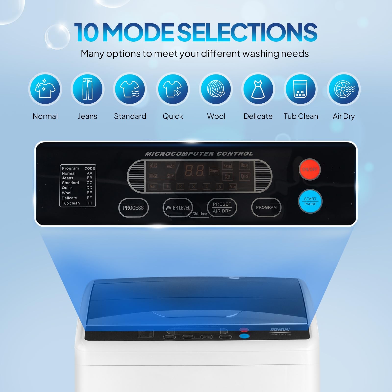 Rovsun 25Lbs Portable Washing Machine Full-Automatic Electric Laundry Machine