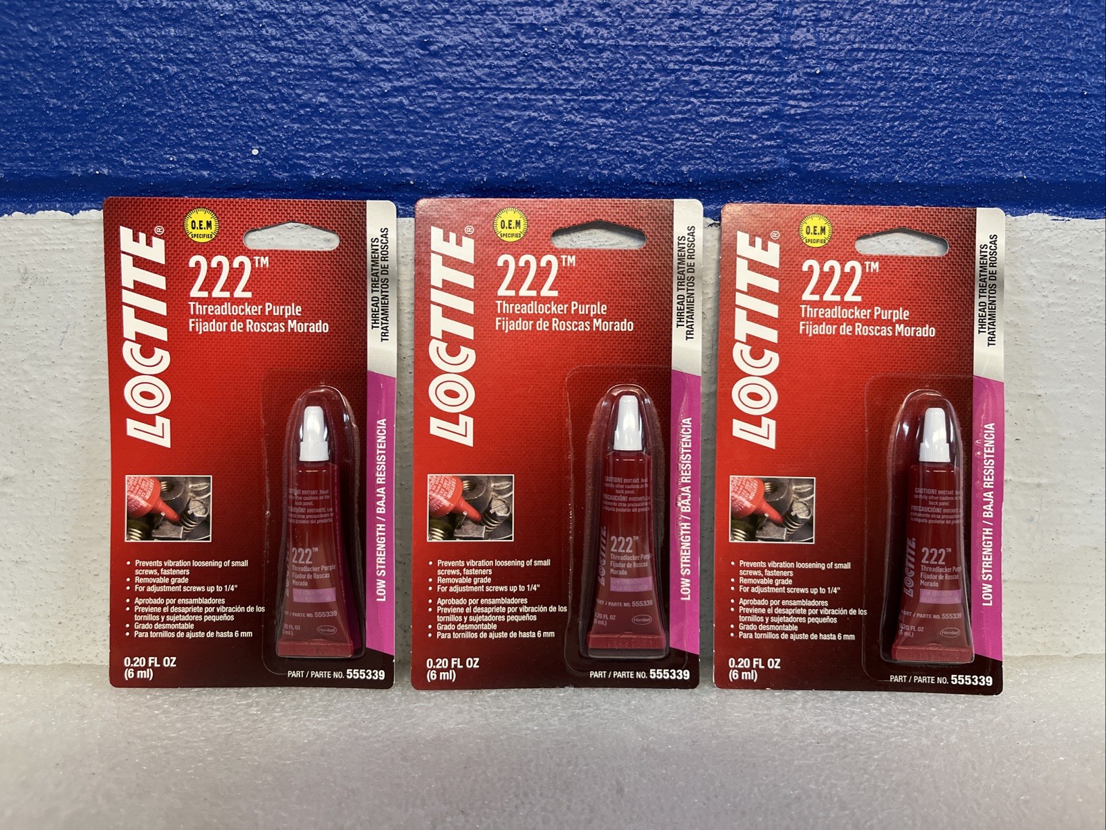 Loctite 222 Threadlocker Purple Low Strength .20oz 555339 Lot Of 3 Tubes New