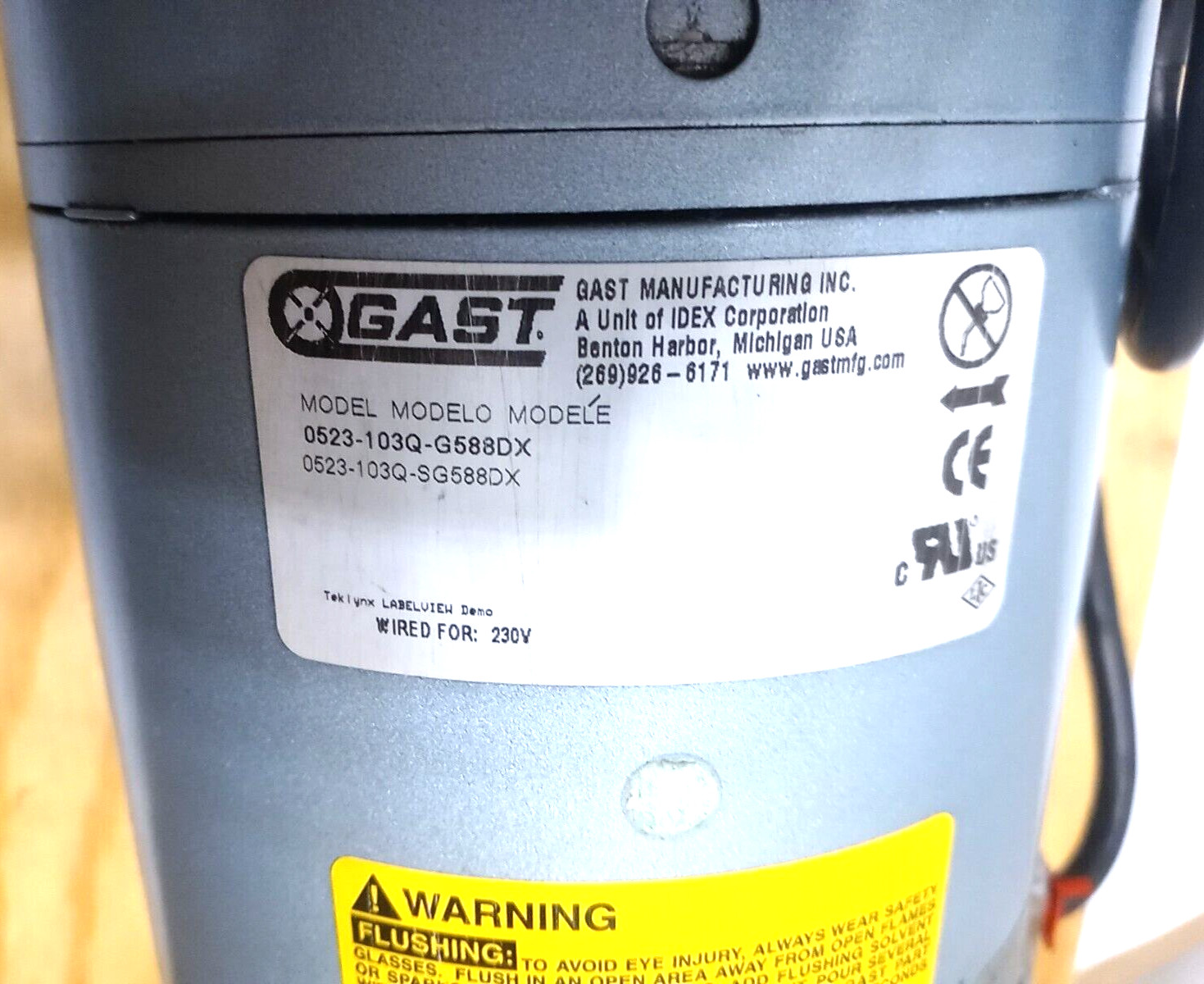 GAST 0523-103Q-G588DX VACUUM PUMP Same As Pictures