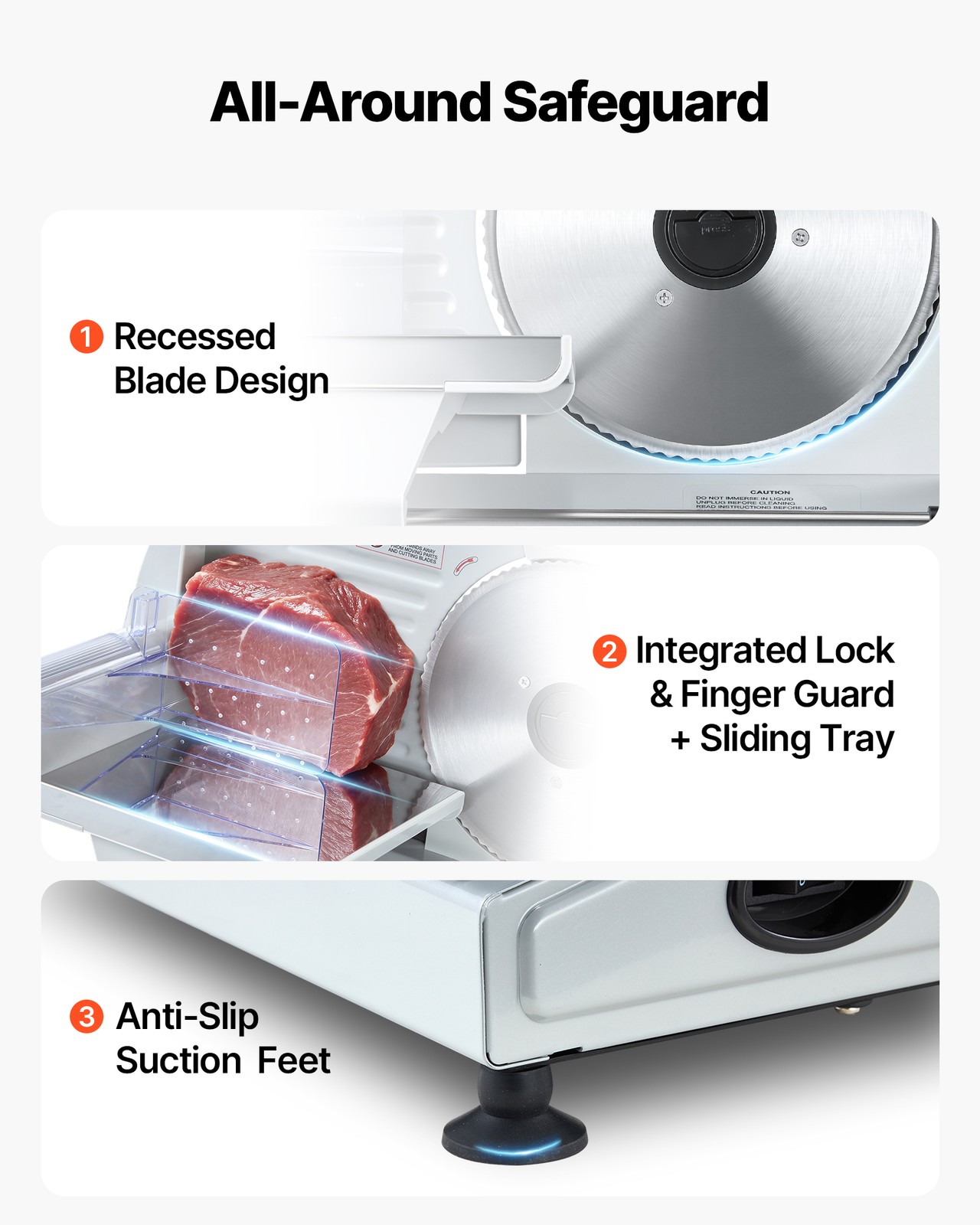 VEVOR Electric Meat Slicer with 7.5″ SUS420 Blade & 0-0.6″ Adjustable Thickness