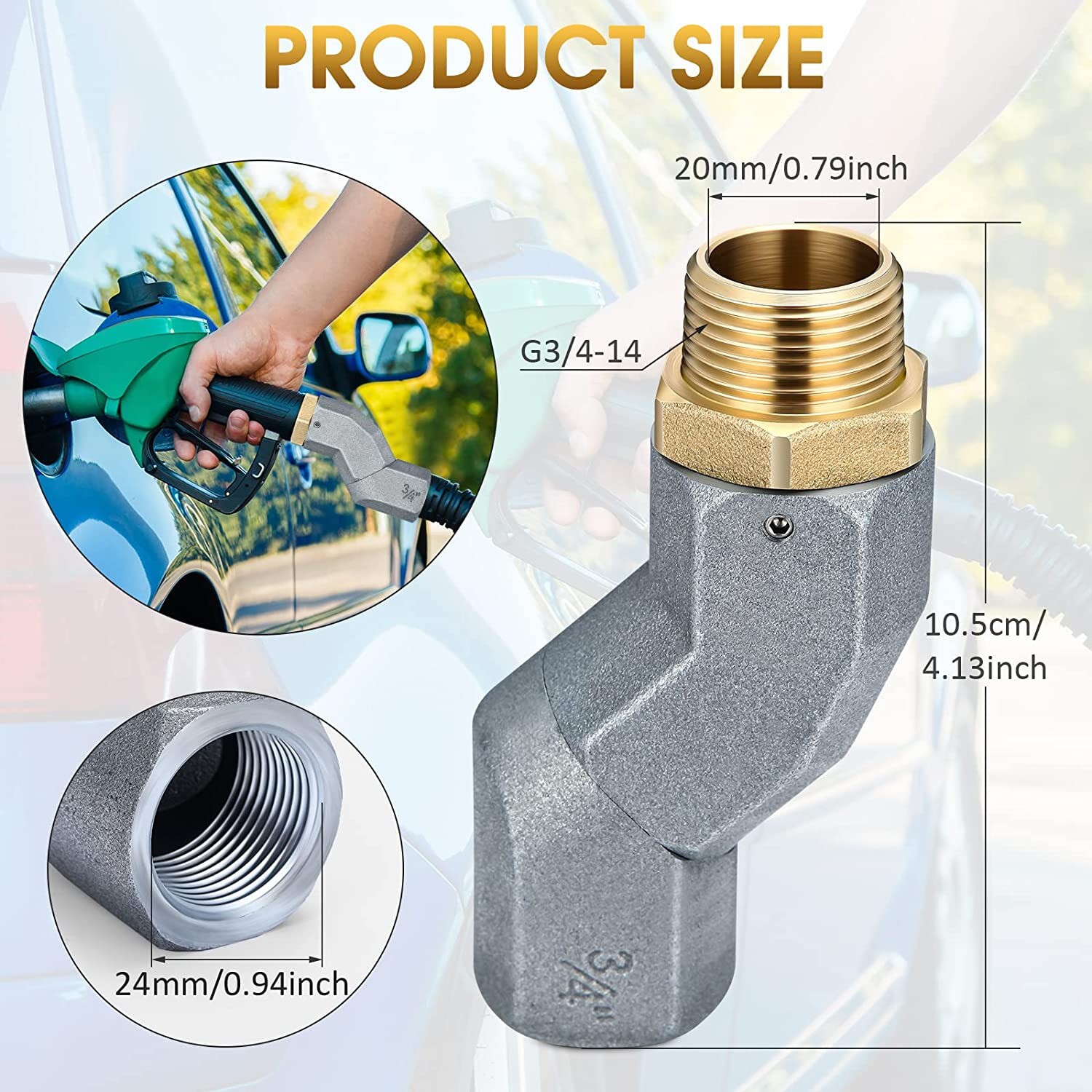 2pcs Car Fuel Swivel 3/4 Inch NPT Fuel Transfer Hose Swivel 360 Rotate Connector