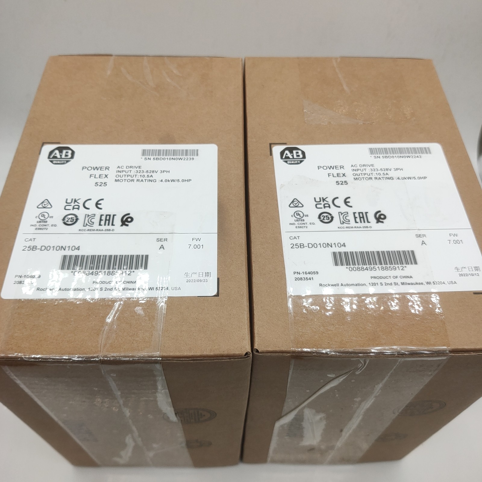 2022 New Factory Sealed AB 25B-D010N104 PowerFlex 525 4kW 5Hp AC Drive GOO