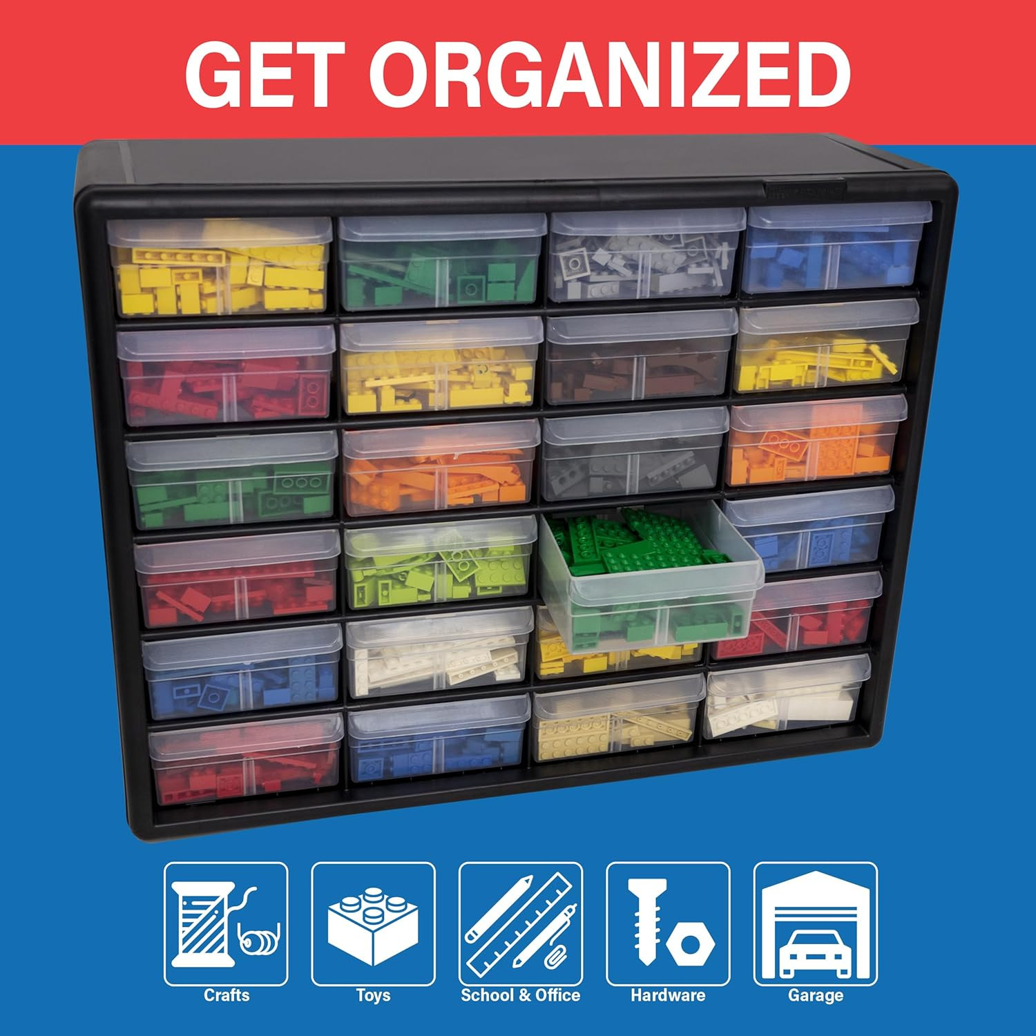 Akro-Mils 24-Drawer Plastic Drawer Storage Cabinet for Garage Organization, Bead