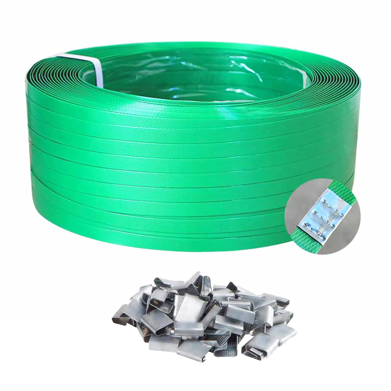 Packaging Strapping Banding PET Pallet Roll 1000ft x 0.63in, Green