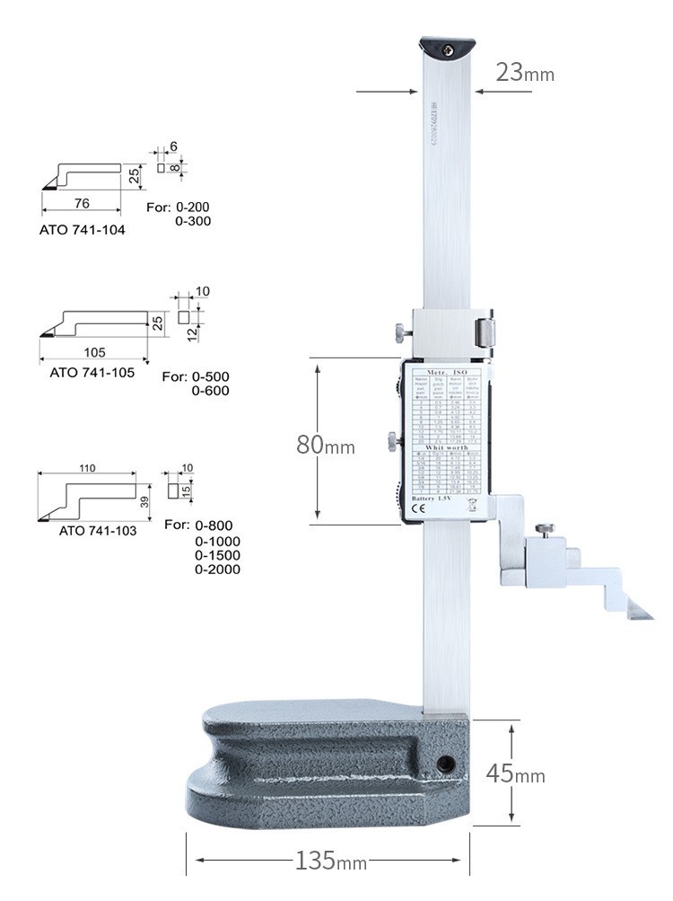 Digital Height Gauge 0-300mm / 0-12″ Precision Height Measuring Tool, 0.01mm