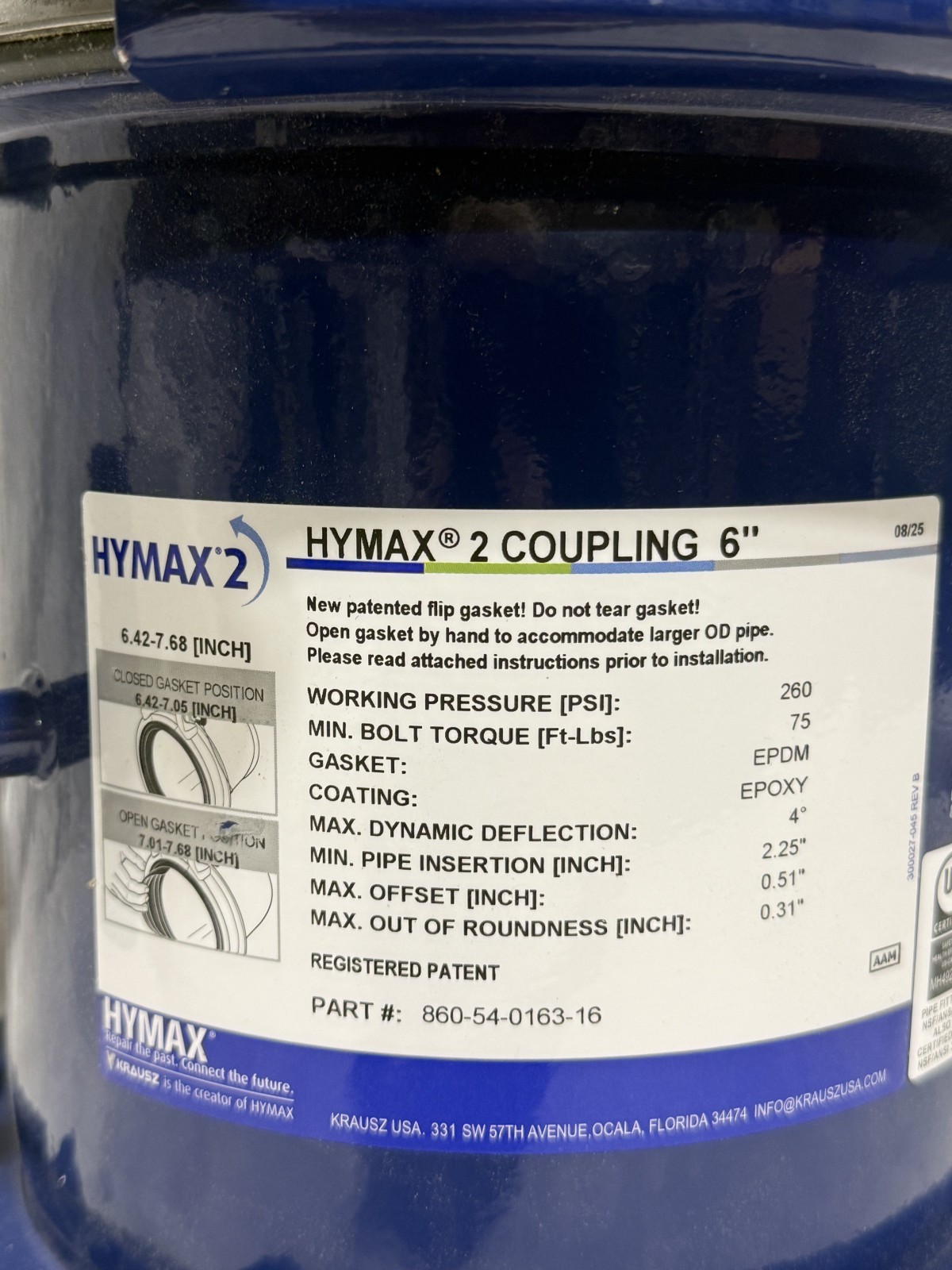 Hymax 2 860-54-0163-16 Coupling‚ 6″ Pressure Rating 260 PSI