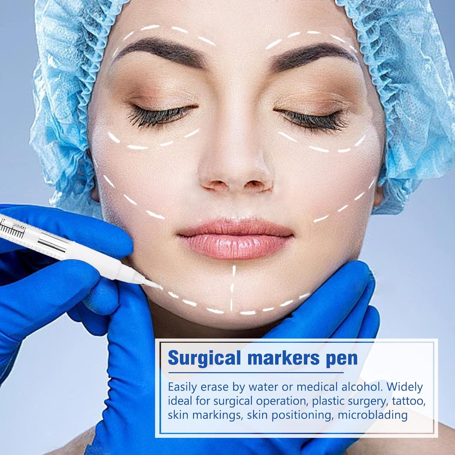 6Pcs Professional Surgical Tip Skin Marker Pen White Stencil Markers Pen with