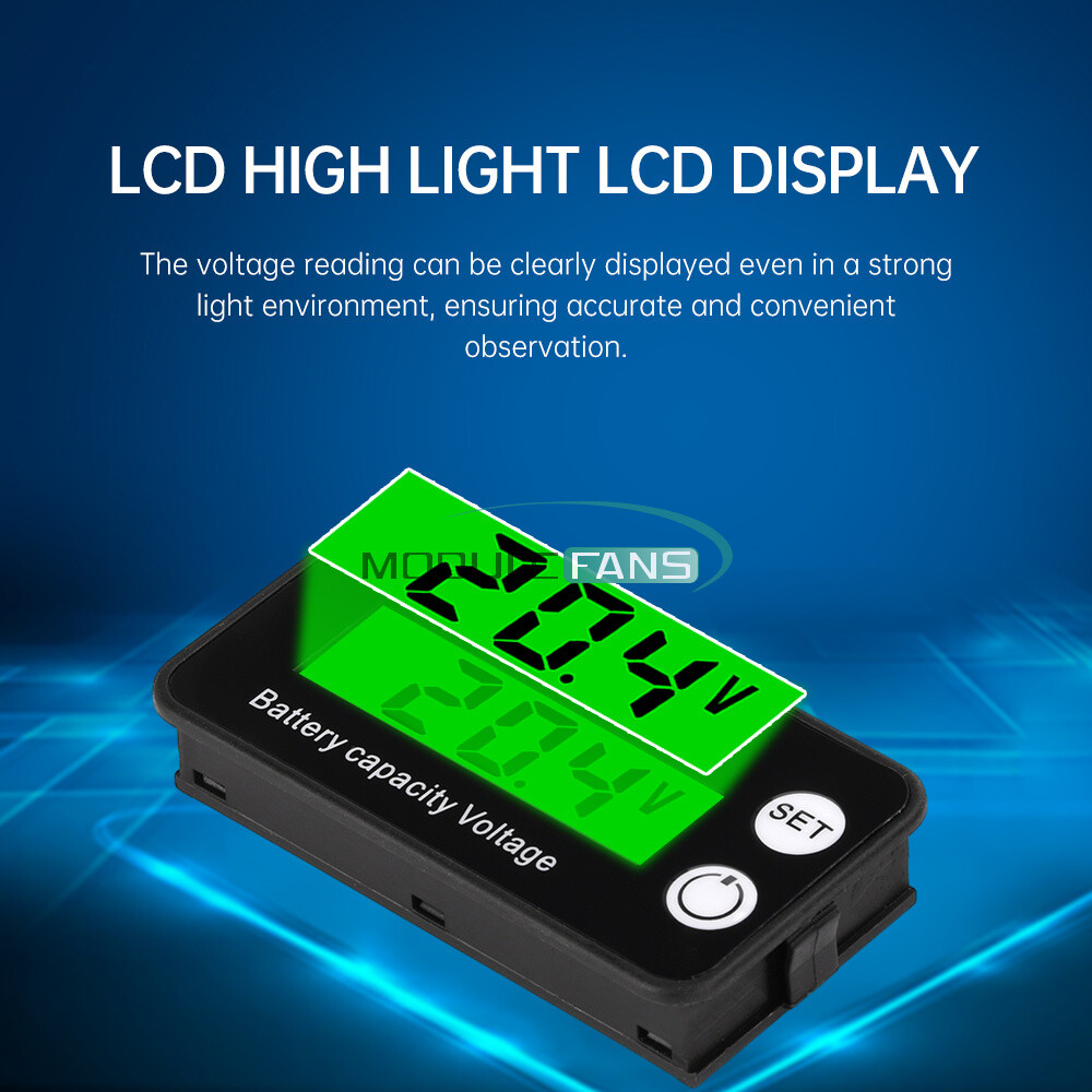6136B LCD Battery Capacity Indicator Voltmeter Low Voltage Alarm High Precision