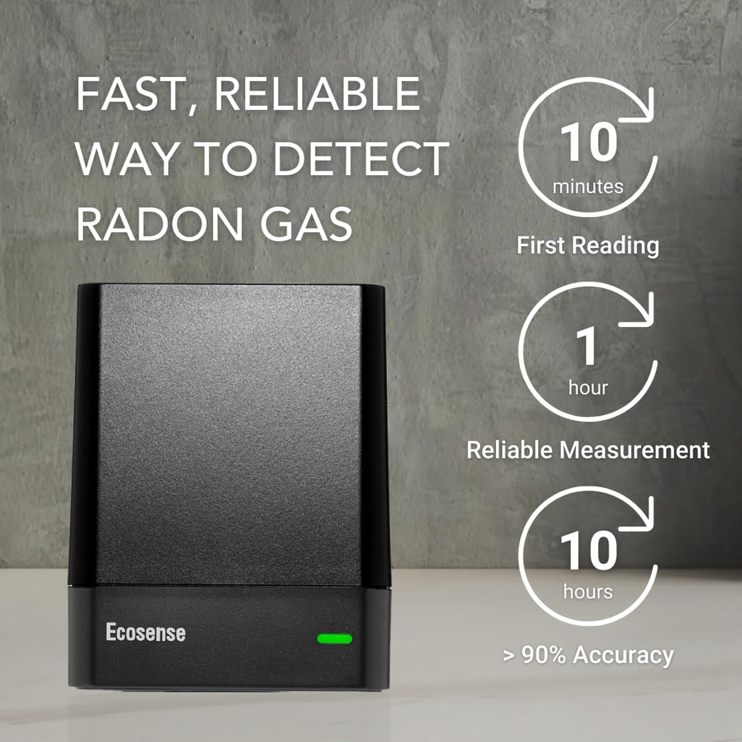 Ecosense EQ100 EcoQube, Digital Radon Detector, Fast Capture of Fluctuating L…