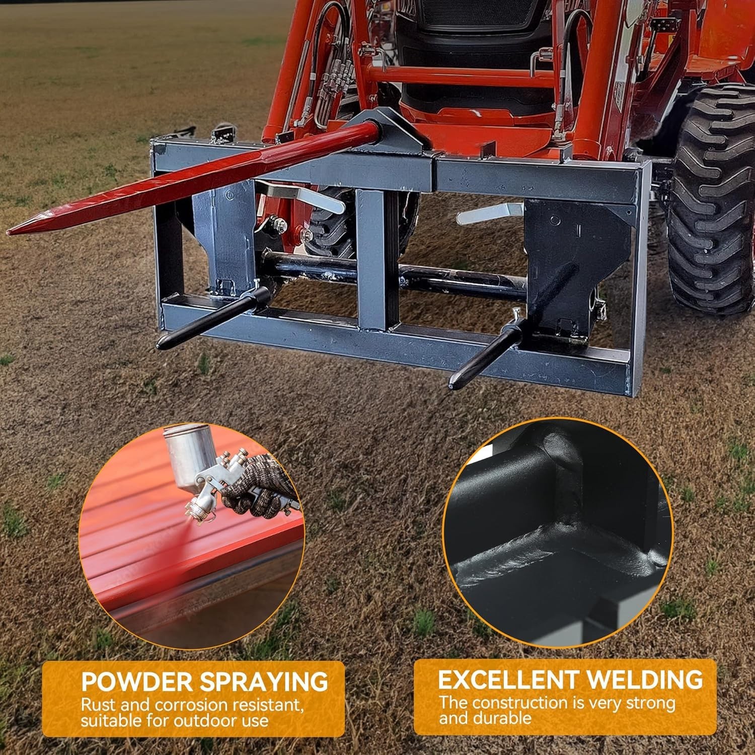 2000lbs Capacity Hay Bale Spear for Bobcat Tractors – Quick Attach & Durable