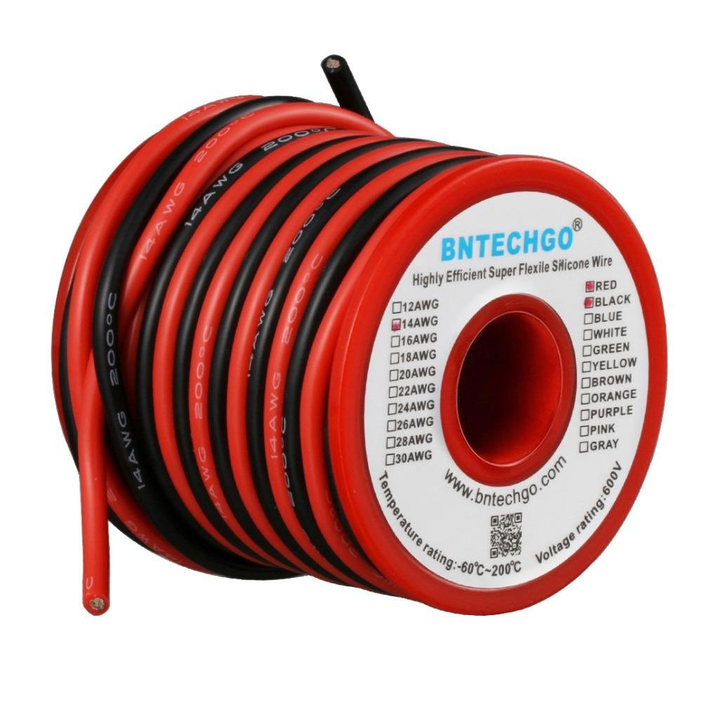 14 Gauge Silicone Wire Spool Red and Black Each 20Ft 2 Separate Wires Flexible 1