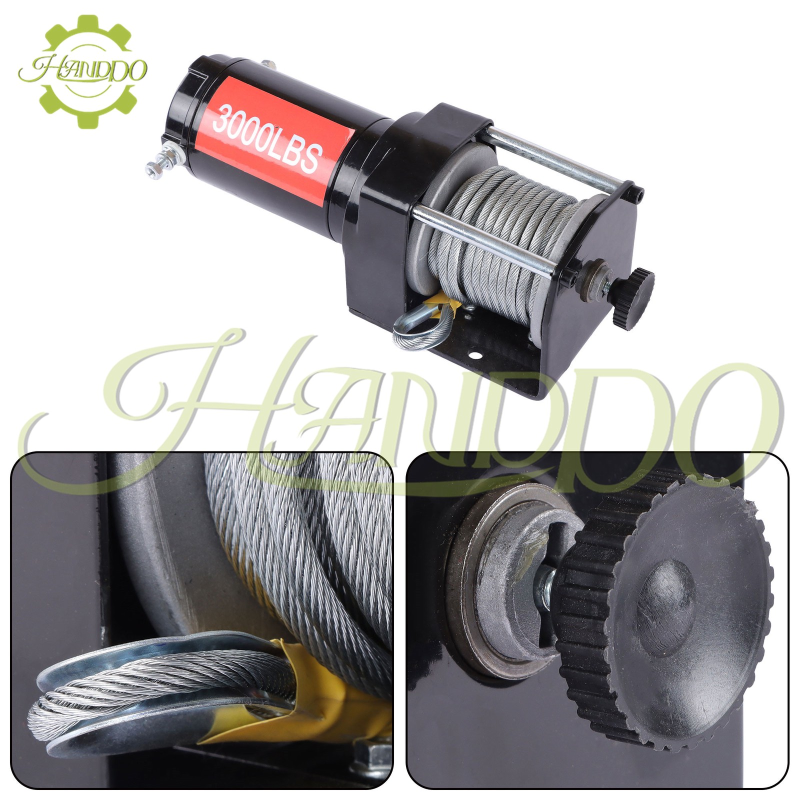 3000lbs Electric Winch 32ft Synthetic Rope 12VDC/1.3HP 2.5m Wired Remote IP55