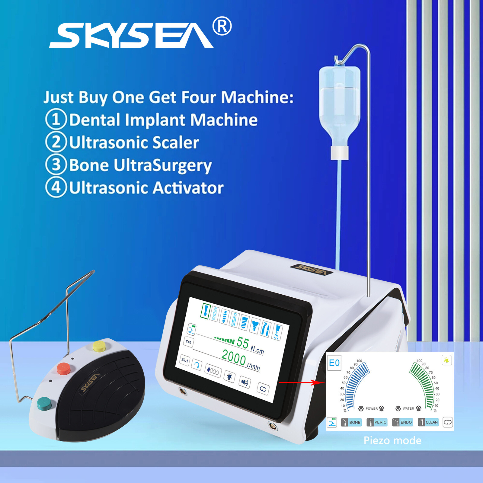 USA Dental Piezo Bone Surgery & Implant Motor 2 IN 1 Bone Cutter Touch Screen