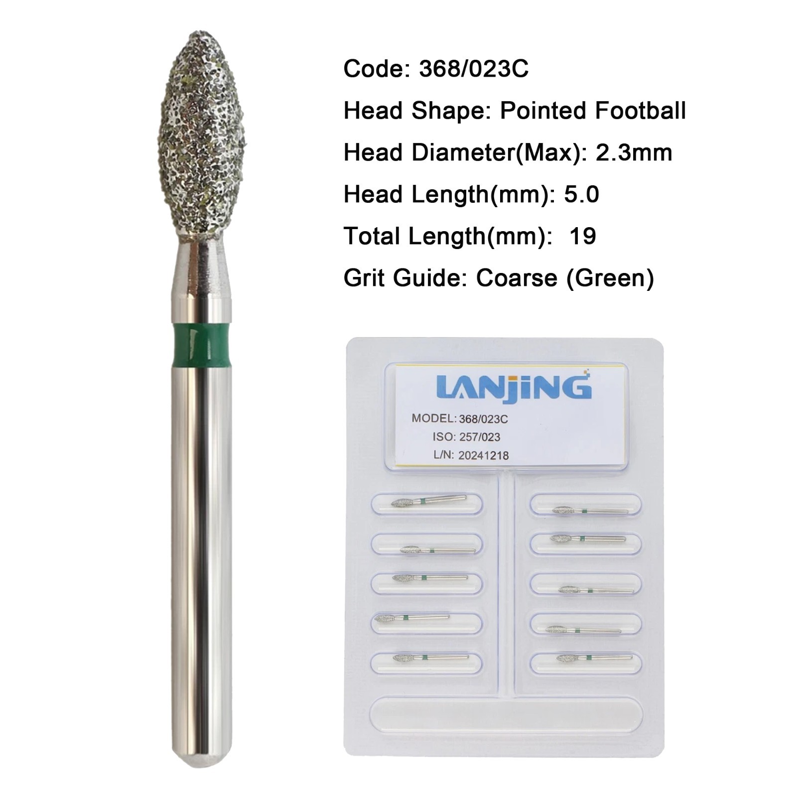 Dental Diamond Burs FG Surgical Long Round Egg Football Pear 330 High Speed
