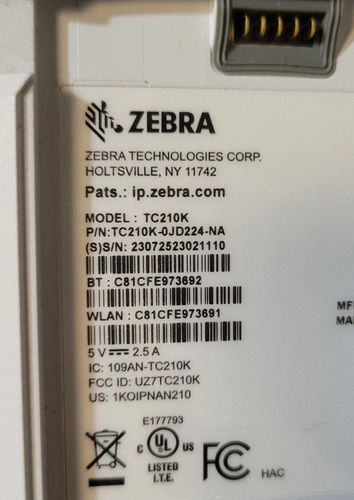 Zebra TC210K , 3gb/32gb,android 14 ,NFC, Camera (READS BARCODE,GMS, Rear Alert