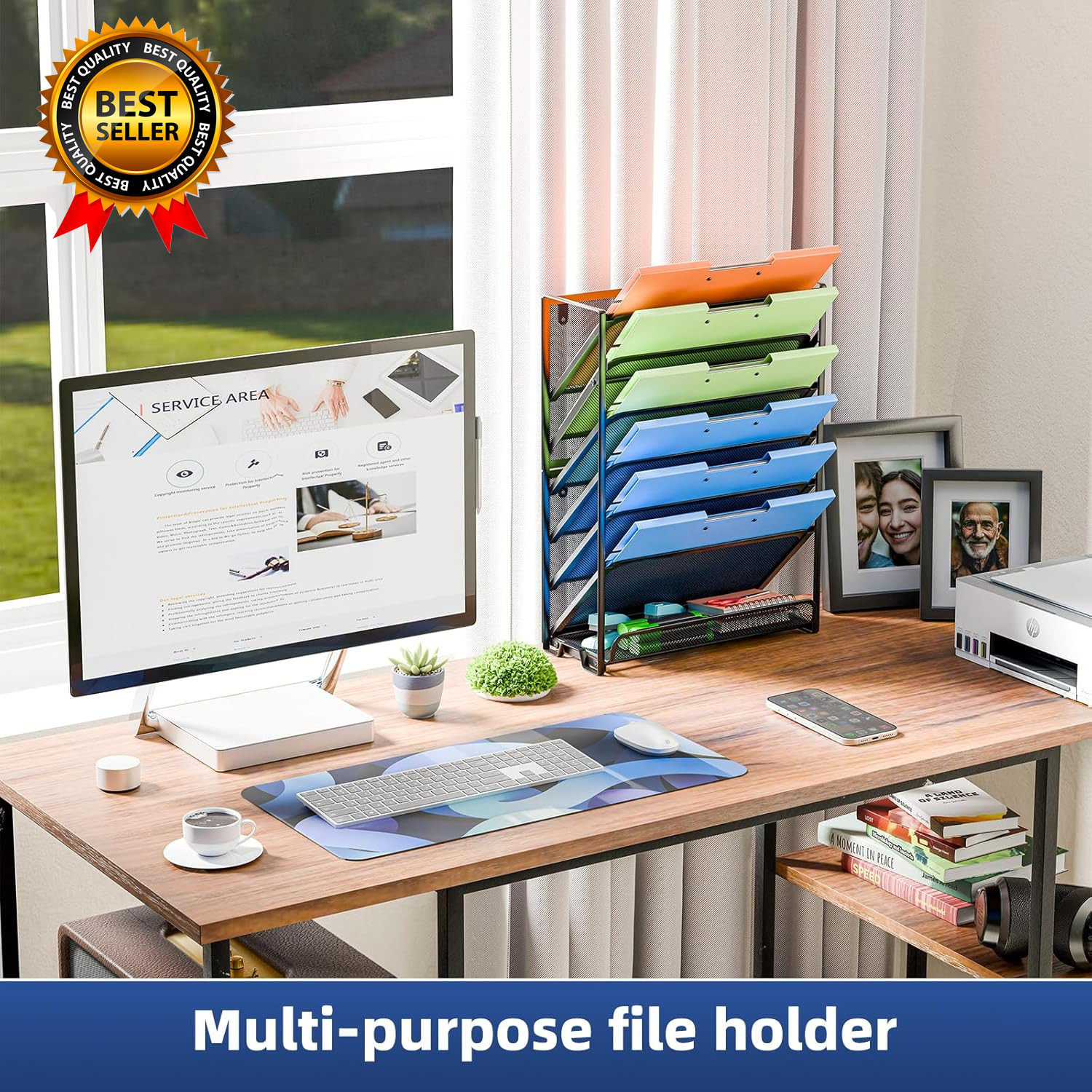 Wall File Organizer, Mesh 7-Tier Vertical Hanging File Holder