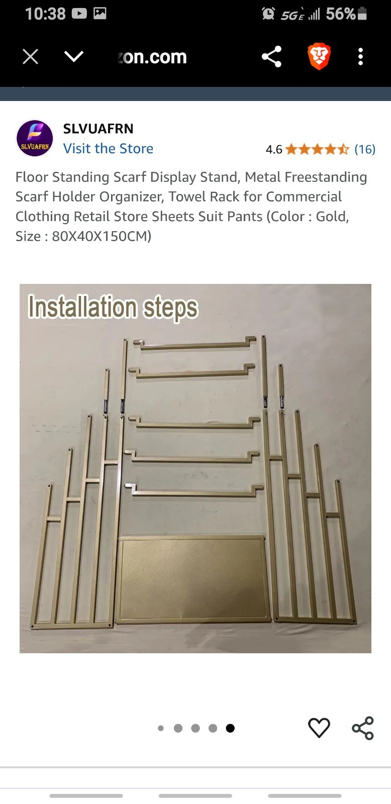 Floor Standing Scarf Display Stand, Metal Freestanding Rack Towels Sheets, Pants